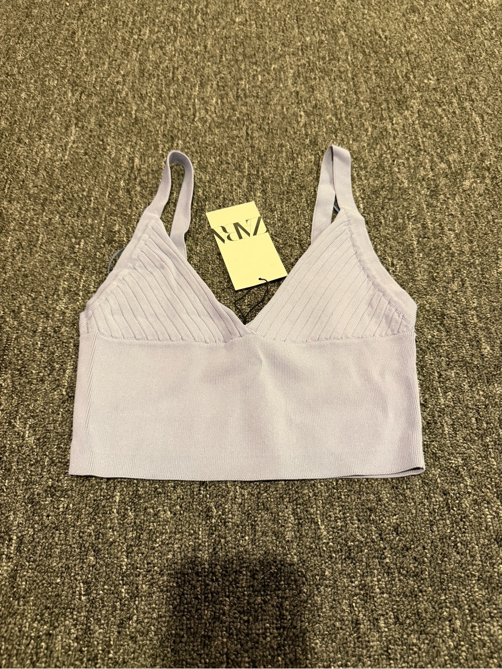 Zara Periwinkle Ribbed Knit Cropped Tank Top Size M NWT